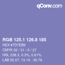 カラーコード: RGB 125.1 126.8 185 | qconv.com
