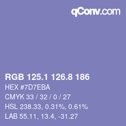 カラーコード: RGB 125.1 126.8 186 | qconv.com