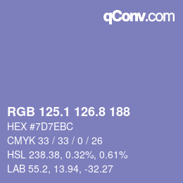 Color code: RGB 125.1 126.8 188 | qconv.com