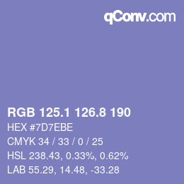 Color code: RGB 125.1 126.8 190 | qconv.com