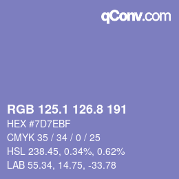 Color code: RGB 125.1 126.8 191 | qconv.com