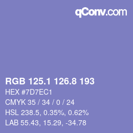 Color code: RGB 125.1 126.8 193 | qconv.com
