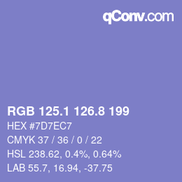 カラーコード: RGB 125.1 126.8 199 | qconv.com