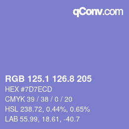 カラーコード: RGB 125.1 126.8 205 | qconv.com