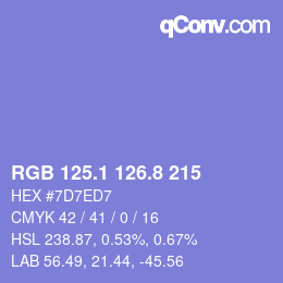 カラーコード: RGB 125.1 126.8 215 | qconv.com