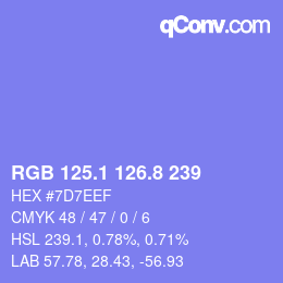 カラーコード: RGB 125.1 126.8 239 | qconv.com