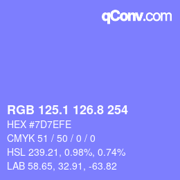 カラーコード: RGB 125.1 126.8 254 | qconv.com