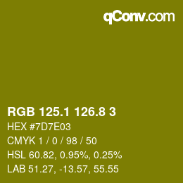 カラーコード: RGB 125.1 126.8 3 | qconv.com