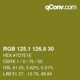 カラーコード: RGB 125.1 126.8 30 | qconv.com