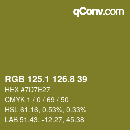 カラーコード: RGB 125.1 126.8 39 | qconv.com