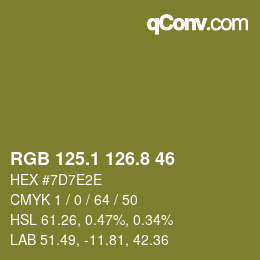 カラーコード: RGB 125.1 126.8 46 | qconv.com