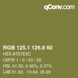 Color code: RGB 125.1 126.8 60 | qconv.com