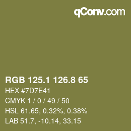 Farbcode: RGB 125.1 126.8 65 | qconv.com