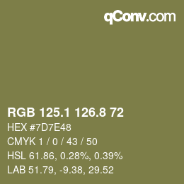カラーコード: RGB 125.1 126.8 72 | qconv.com