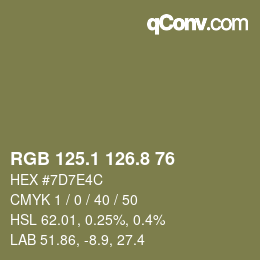 Color code: RGB 125.1 126.8 76 | qconv.com