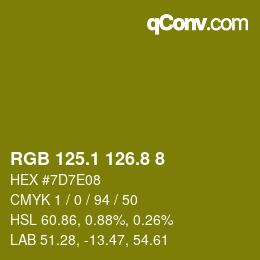 カラーコード: RGB 125.1 126.8 8 | qconv.com