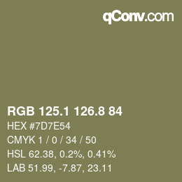Color code: RGB 125.1 126.8 84 | qconv.com