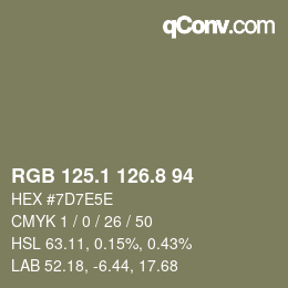 Color code: RGB 125.1 126.8 94 | qconv.com