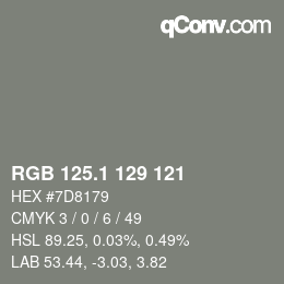 カラーコード: RGB 125.1 129 121 | qconv.com