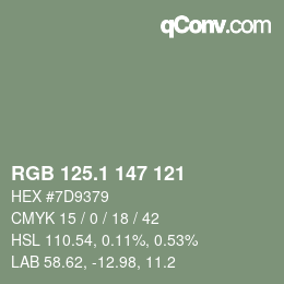 カラーコード: RGB 125.1 147 121 | qconv.com