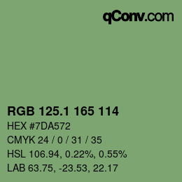 カラーコード: RGB 125.1 165 114 | qconv.com