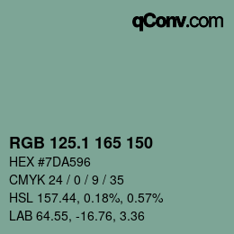 Color code: RGB 125.1 165 150 | qconv.com
