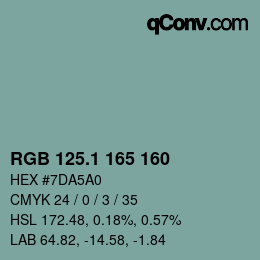 カラーコード: RGB 125.1 165 160 | qconv.com