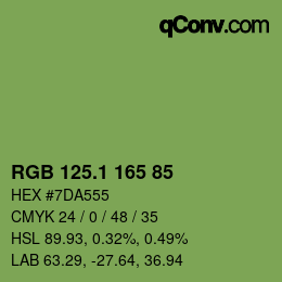 カラーコード: RGB 125.1 165 85 | qconv.com