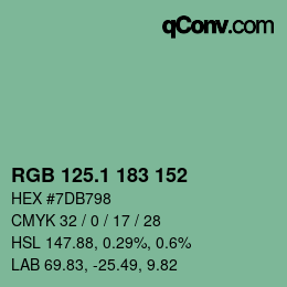 カラーコード: RGB 125.1 183 152 | qconv.com