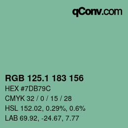カラーコード: RGB 125.1 183 156 | qconv.com