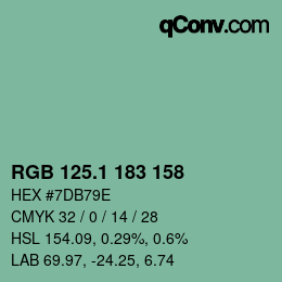 カラーコード: RGB 125.1 183 158 | qconv.com