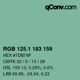 カラーコード: RGB 125.1 183 159 | qconv.com