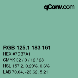 カラーコード: RGB 125.1 183 161 | qconv.com