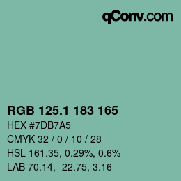 カラーコード: RGB 125.1 183 165 | qconv.com