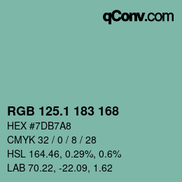 カラーコード: RGB 125.1 183 168 | qconv.com