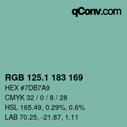 Color code: RGB 125.1 183 169 | qconv.com
