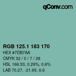 カラーコード: RGB 125.1 183 170 | qconv.com