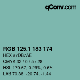 カラーコード: RGB 125.1 183 174 | qconv.com