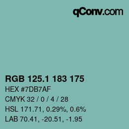 カラーコード: RGB 125.1 183 175 | qconv.com