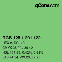 カラーコード: RGB 125.1 201 122 | qconv.com