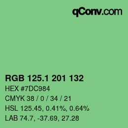 カラーコード: RGB 125.1 201 132 | qconv.com