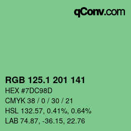 カラーコード: RGB 125.1 201 141 | qconv.com