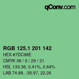 カラーコード: RGB 125.1 201 142 | qconv.com