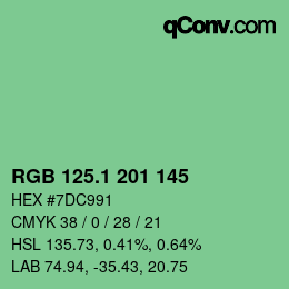カラーコード: RGB 125.1 201 145 | qconv.com