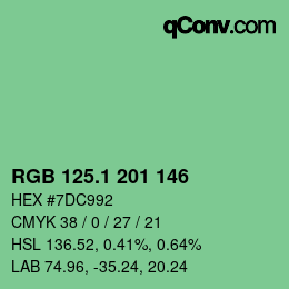 カラーコード: RGB 125.1 201 146 | qconv.com