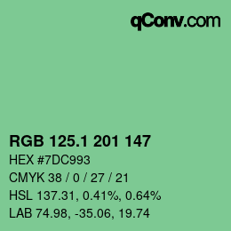 カラーコード: RGB 125.1 201 147 | qconv.com