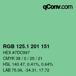 カラーコード: RGB 125.1 201 151 | qconv.com