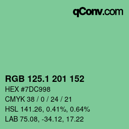 カラーコード: RGB 125.1 201 152 | qconv.com