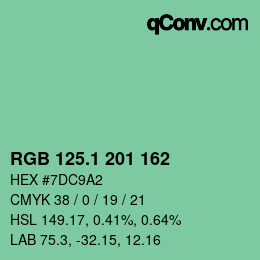 カラーコード: RGB 125.1 201 162 | qconv.com