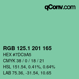カラーコード: RGB 125.1 201 165 | qconv.com